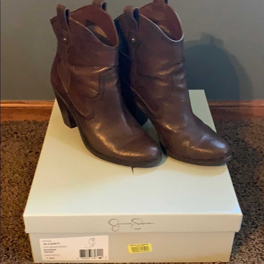 Leather over the ankle booties